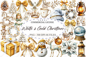 White & Gold Christmas Clipart, an Illustration by designcity5