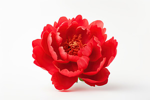 Red peony flowers on white background, a Nature Photo by AlyaAnd