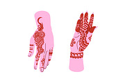 Henna tattoos, mehendi on hands set, a Person Illustration by PaperTrident (Thumbnail 2 of 5)