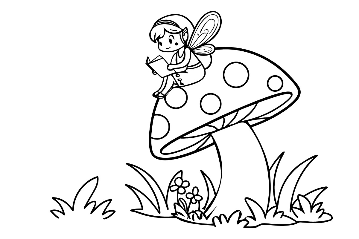 Robot Reading Book Coloring Page, a Wallpaper Graphic by hkmonir (Photo 3 of 3)