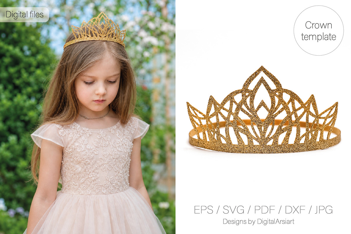 Princess crown svg tiara cut file, an Object Illustration by DigitalArsiart (Photo 1 of 6)