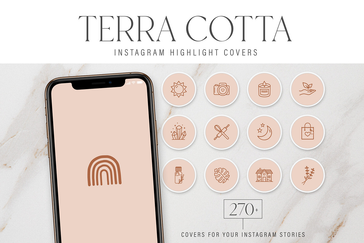 Terra Cotta Instagram Story Covers, a Social Media Template by Indie Grace Design (Photo 1 of 8)