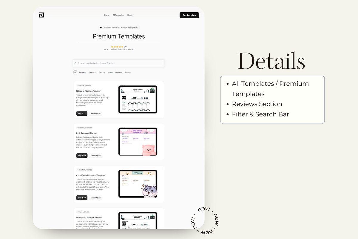 Bella- Minimal Notion Seller Website, a Websites & App Template by DaisyStudio (Photo 7 of 9)