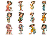 Whimsical Easter Girl Clipart, an Illustration by Design Market (Thumbnail 2 of 5)