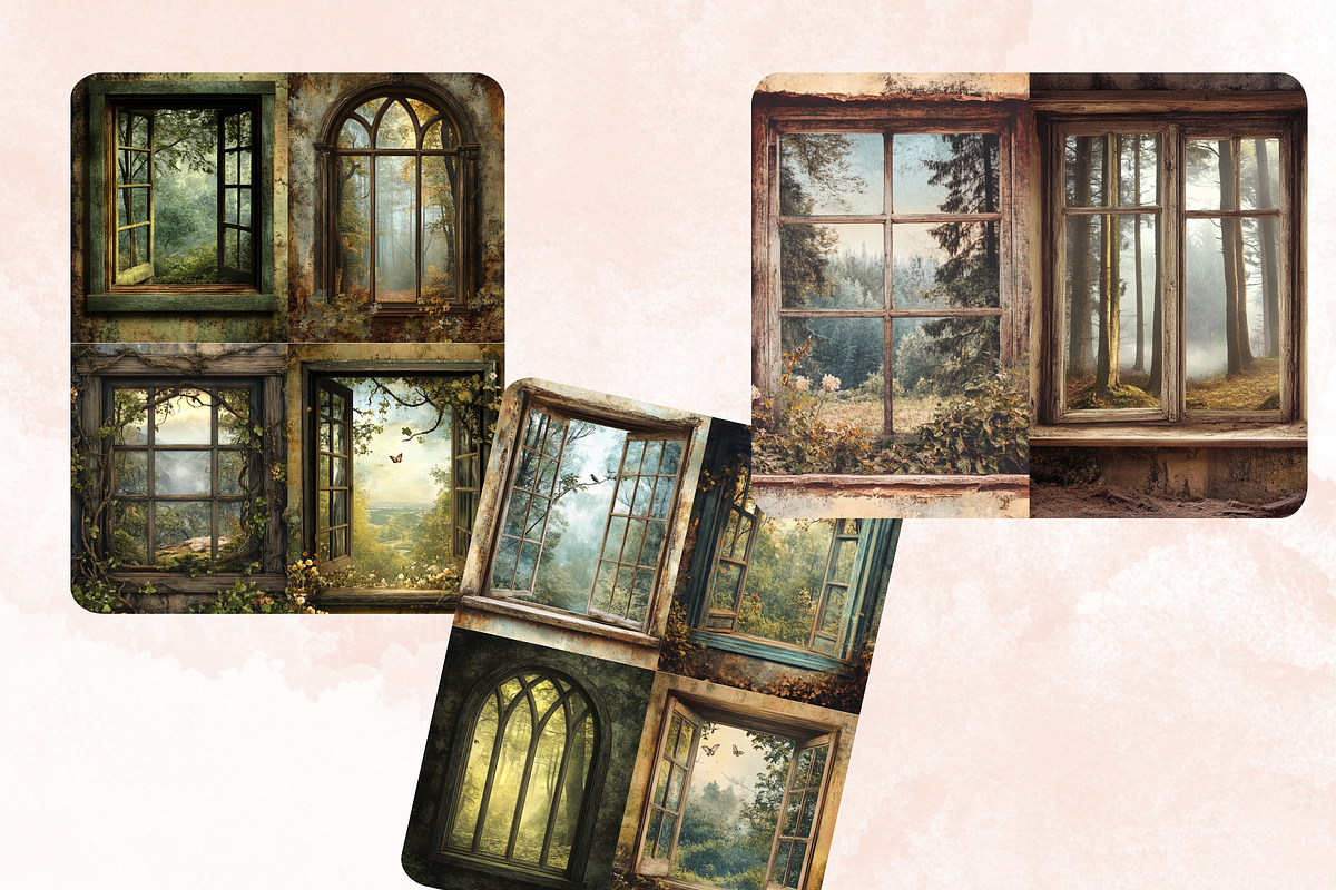 Forest Windows Collage Paper Kit, a Background Graphic by GiraffeCreative (Photo 7 of 9)