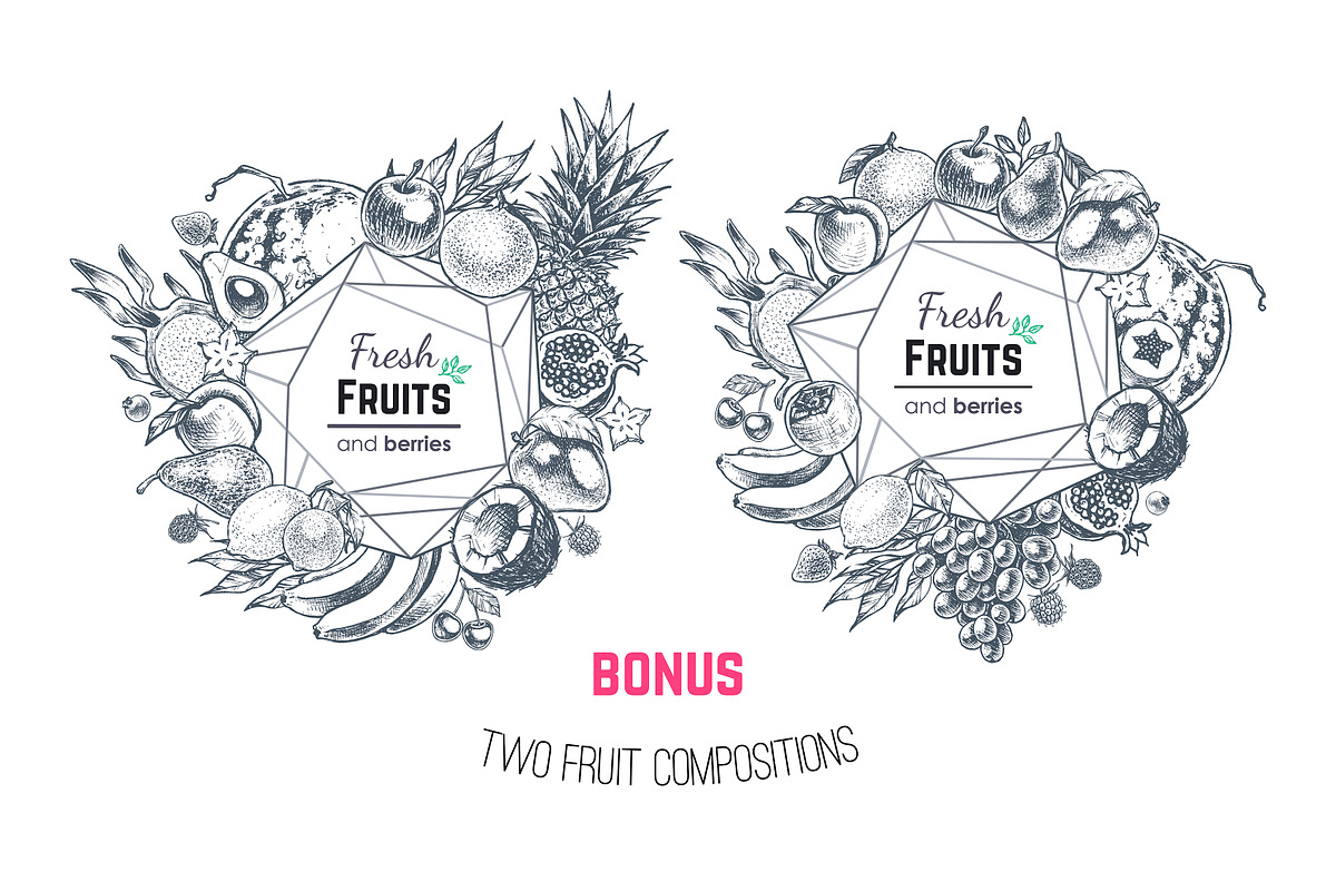 Fruits - hand drawn vector set, a Food Illustration by Margo Miller (Photo 13 of 25)