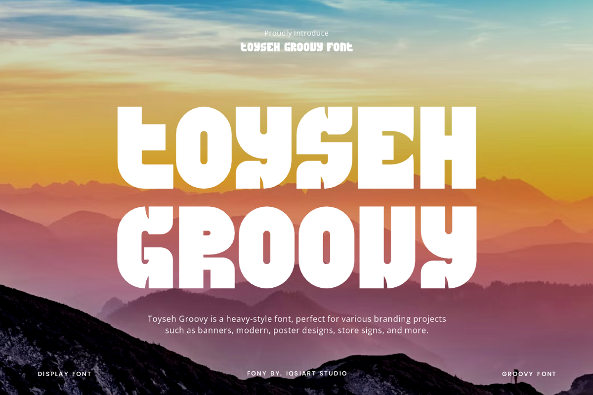Toyseh Groovy - Heavy Font, a Sans Serif Font by Iqsiart Studio (Photo 1 of 7)