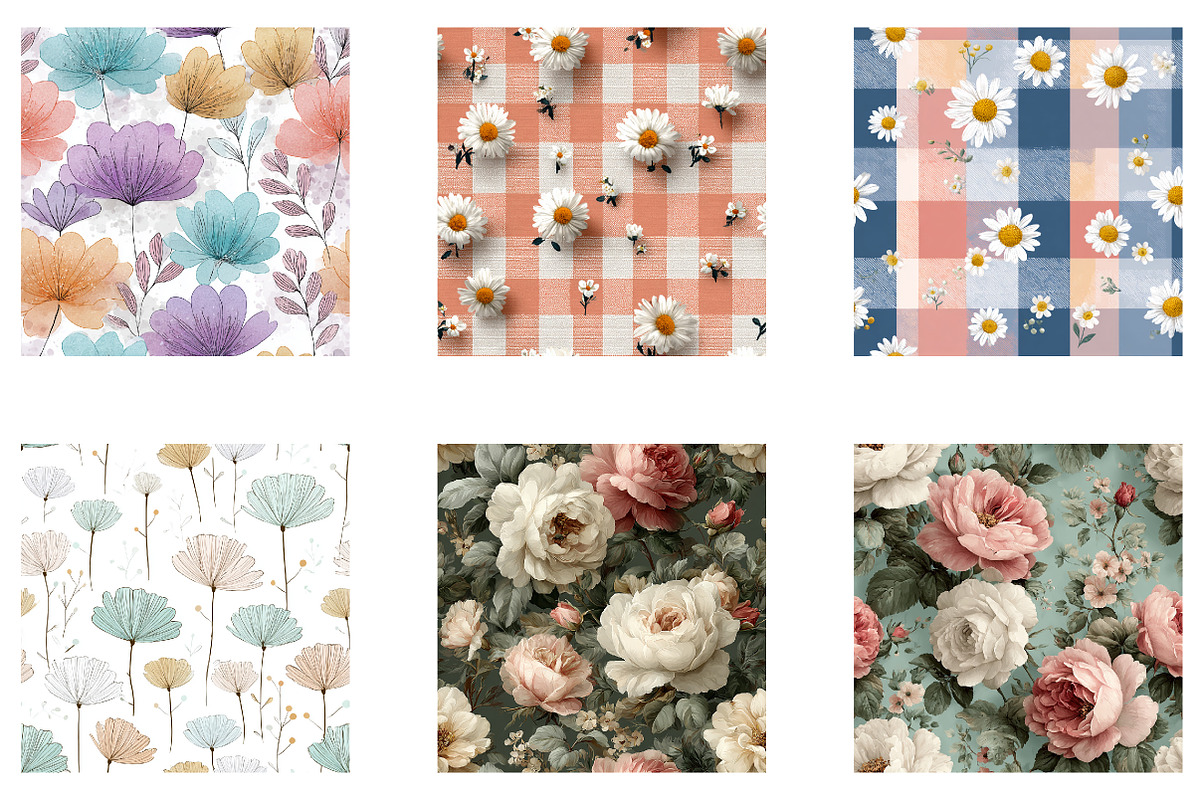 Spring Florals Seamless Digital Pape, a Pattern Graphic by CreationArt (Photo 3 of 7)