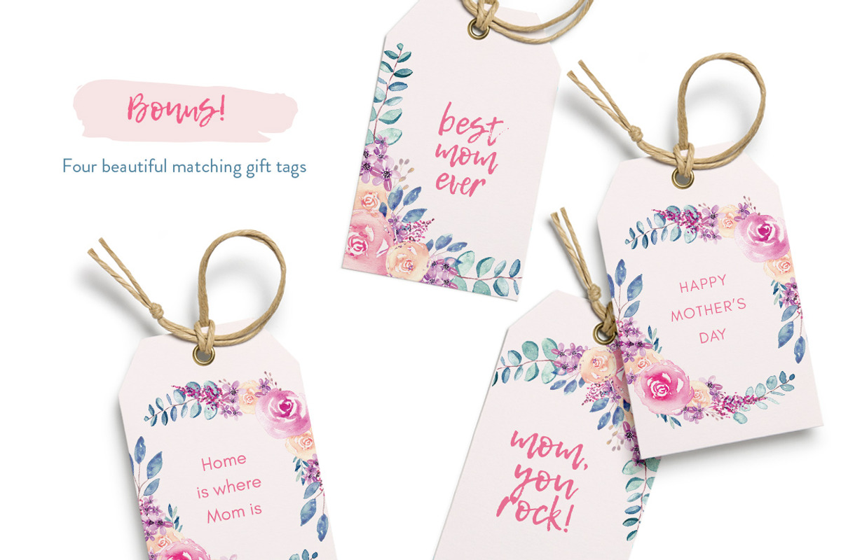 Mother's Day Card Template + BONUS, a Card Template by ClementineCreative (Photo 4 of 5)