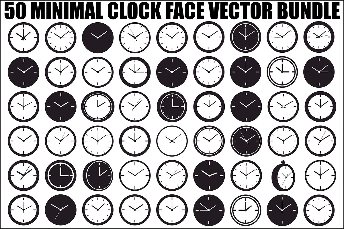 Minimal Clock Face Vector Bundle, an Illustration by Designs_River (Photo 1 of 48)