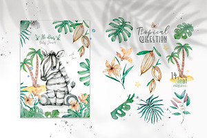 Cute Zebras Watercolor Jungle