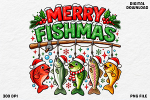 Merry Fishmas Funny Christmas PNG