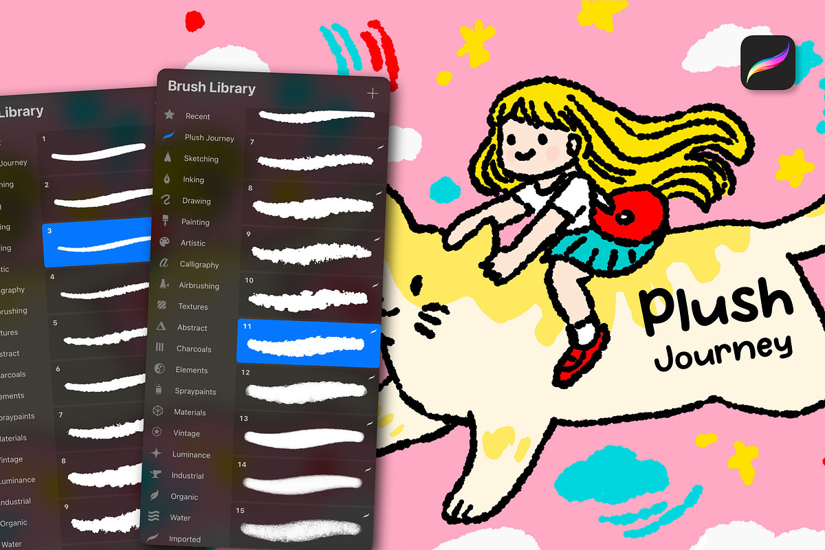 Plush Journey Procreate Brush Set, a Brush Add-On by itefan Studio (Photo 2 of 2)