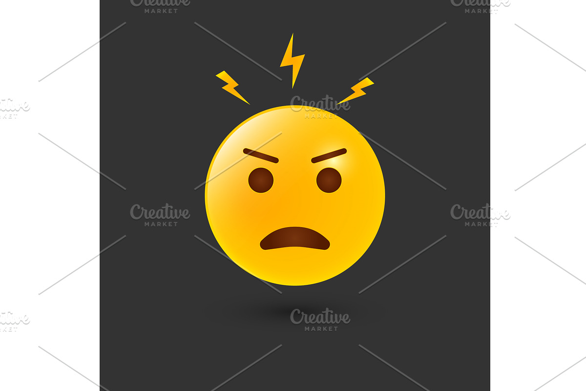 Angry Emoji Icon. Negative Thinking, an Object Illustration by Vector Creator
