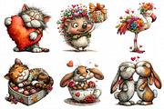 Watercolor Valentine Animals Clipart, an Illustration by Daily.Designs (Thumbnail 4 of 7)