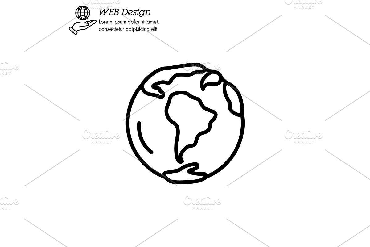planet Earth icon thin line, linear, an Outline Icon by Anno Urbis