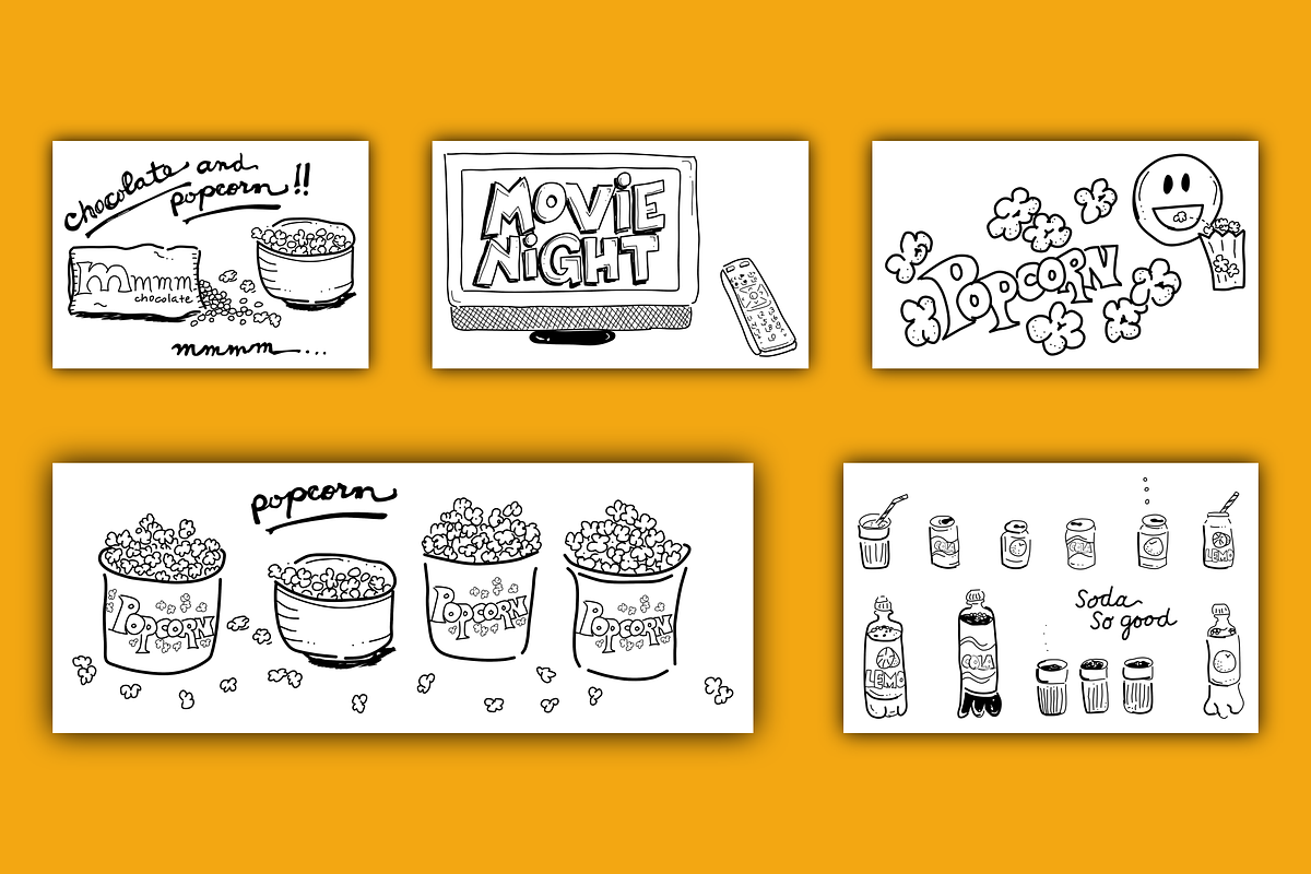 Movie Night Illustrations, a Food Illustration by AJ Doodles (Photo 4 of 21)