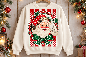 Retro Santa Christmas PNG