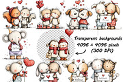 Romantic Couple & Animal Valentine, a Graphic by one-touch (Thumbnail 2 of 8)