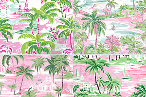 Preppy Pink & Green Palm Beach Paper