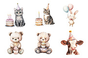 Whimsical Birthday Animals Clipart, an Illustration by Design Market (Thumbnail 4 of 4)