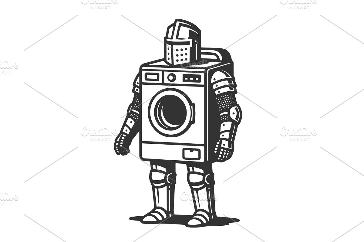 Knight in Washing Machine Armor, a Person Illustration by AlexArt