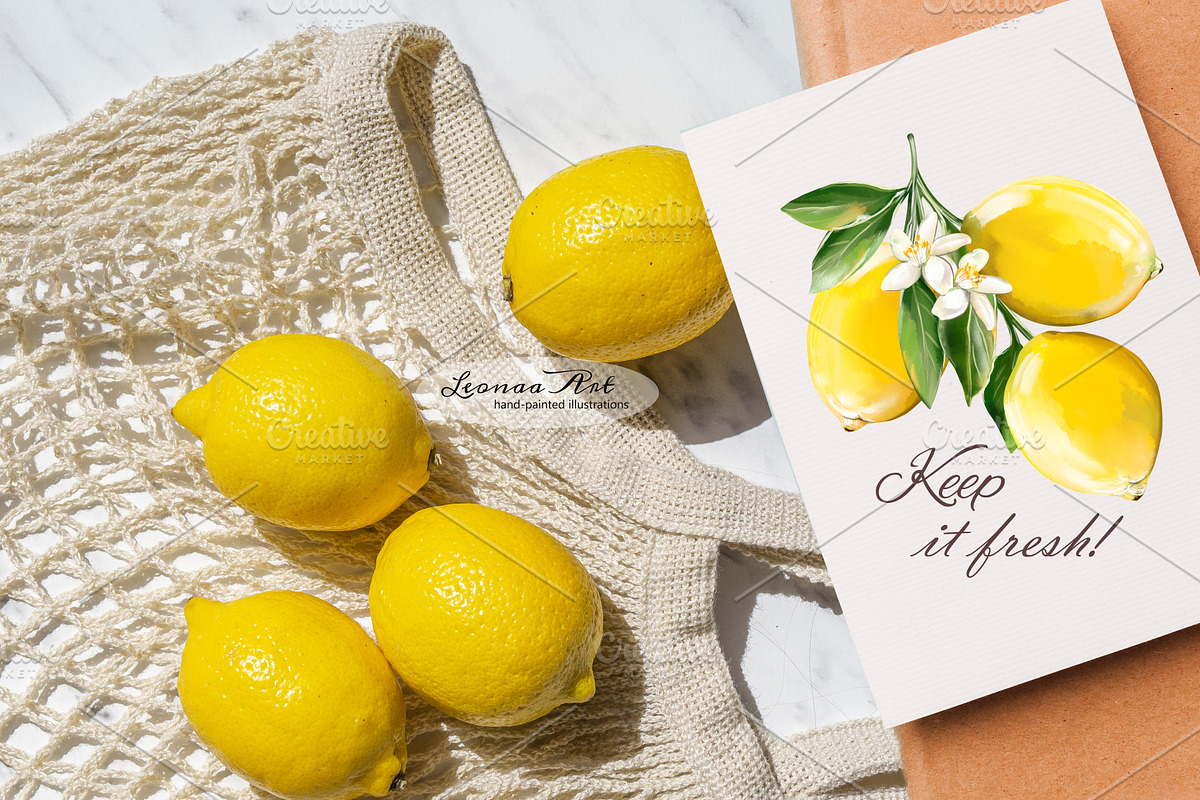 Lemons Clipart Set, a Seasonal Illustration by Leonaa art (Photo 2 of 11)