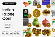 Indian Rupee Coin 3D Icon Set, an Object 3D Model by Eklip Studio (Thumbnail 1 of 2)