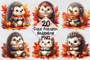 Cute Autumn Hedgehog Clipart, a Seasonal Illustration by Craft Nest