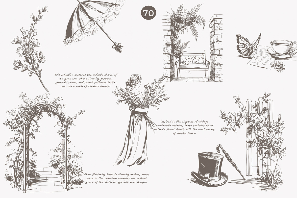 vintage clipart victorian sketch set, a Decorative Illustration by Patishop Art (Photo 5 of 10)