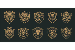 Lions Emblems. Heraldic Lion King