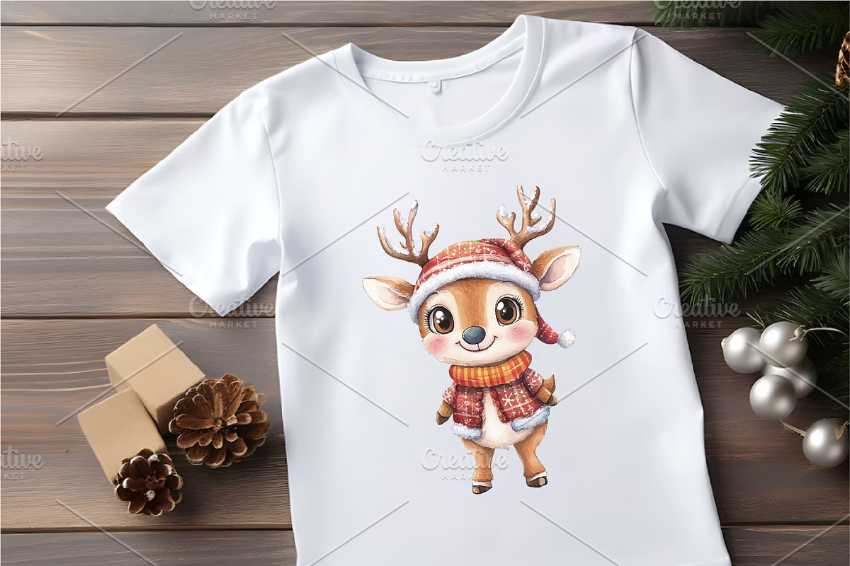 Christmas Deer. Watercolor PNG., an Animal Illustration by KENO Mascots (Photo 3 of 8)