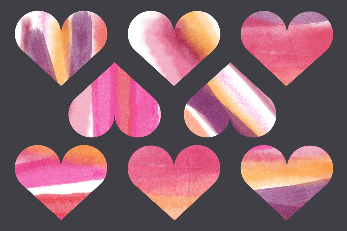 Watercolor Hearts preview 3
