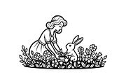 Garden Bunny Silhouette Bundle, an Illustration by jahid234 (Thumbnail 41 of 48)