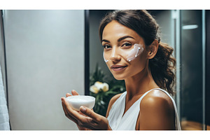 A young woman applies cream to her, a Beauty & Fashion Photo by Igor Tichonow