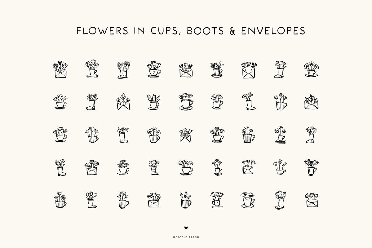 FUN FLOWERS line art illustrations, a Decorative Illustration by Crocus Paperi (Photo 5 of 7)