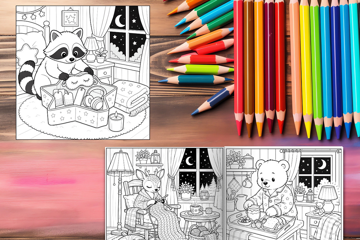 Cozy Bedtime Animal Coloring Page, a Brochure Template by LA Design (Photo 9 of 10)