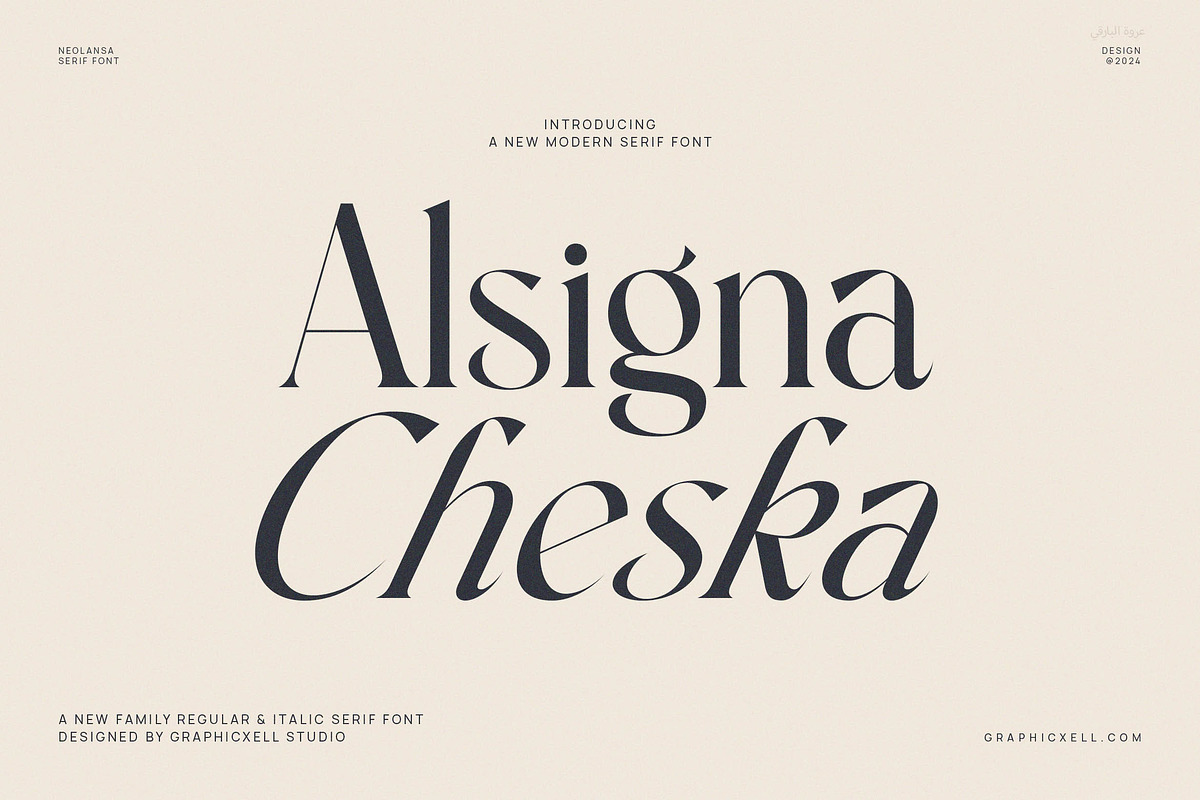 Alsgina Cheska Family Elegant Serif, a Serif Font by Graphicxell (Photo 1 of 8)