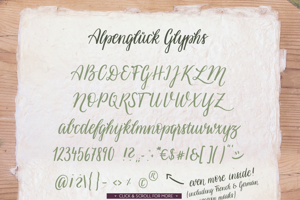 Alpenglueck - a handwritten font preview 2