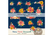 Navy Blue Flower Digital Paper, a Pattern Graphic by JennyL Designs (Thumbnail 6 of 6)