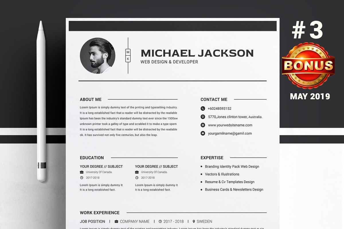 Resume/CV Bundle | 200+ for $29, a Resume Template by ResumeInventor (Photo 54 of 207)
