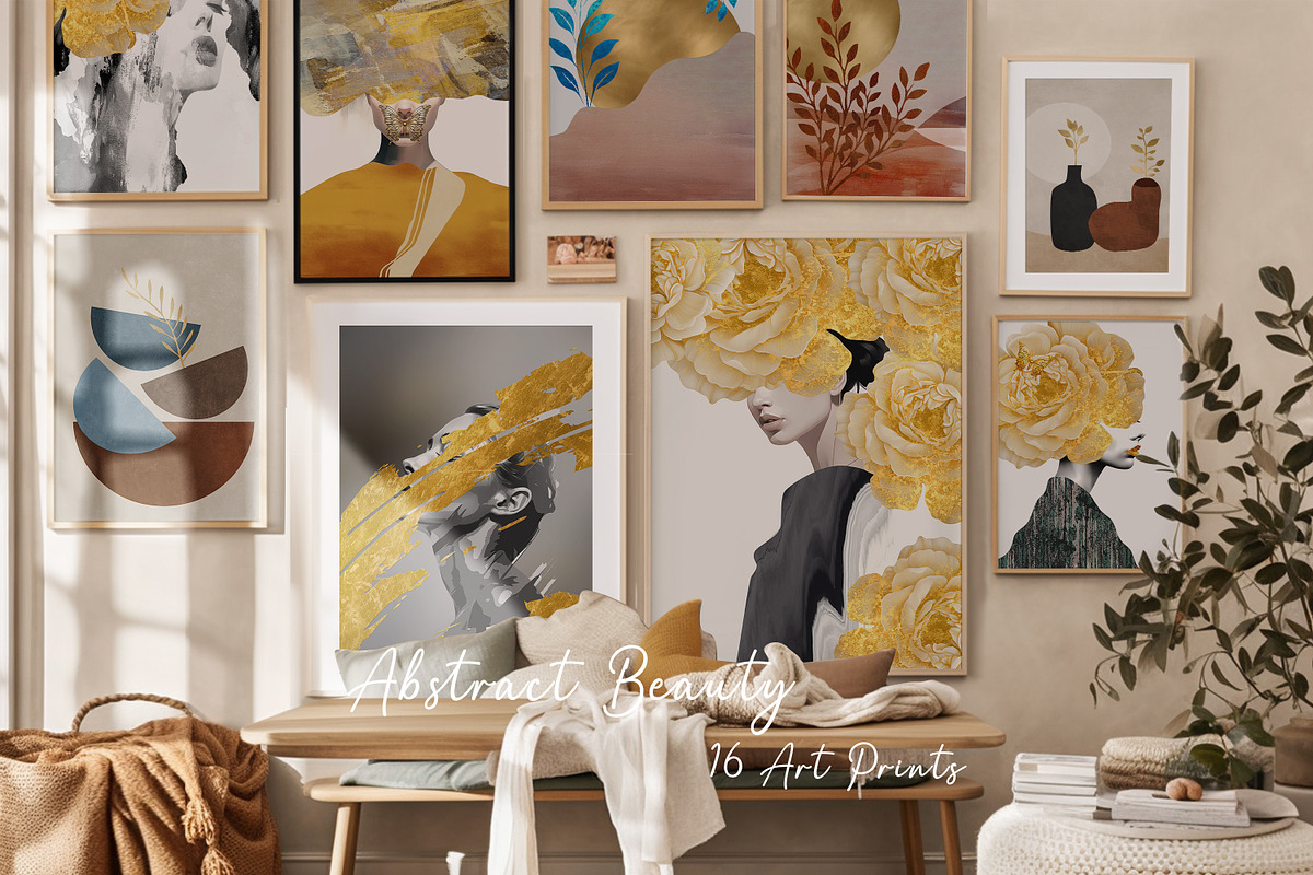 Modern golden female print poster, a Decorative Illustration by Muzi pear studio (Photo 1 of 10)
