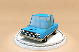 Cartoon Car Set Low Poly 3D Model