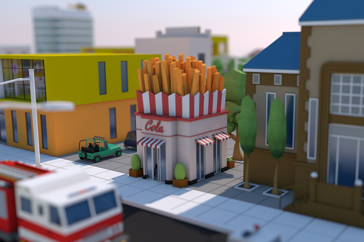 Low Poly City Town Pack, an Architecture 3D Model by multimedia4ds (Photo 33 of 41)