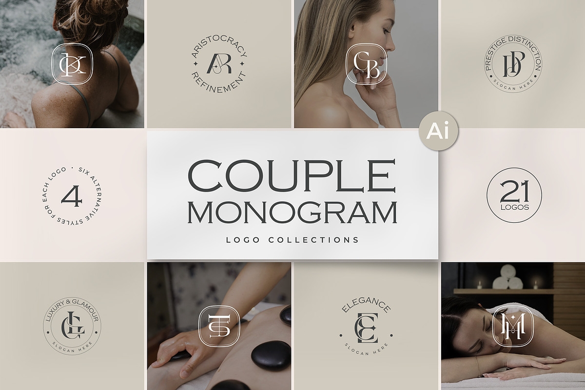 Elegant Couple Monogram Logo, a Branding & Logo Template by Rukuru Studio (Photo 1 of 6)
