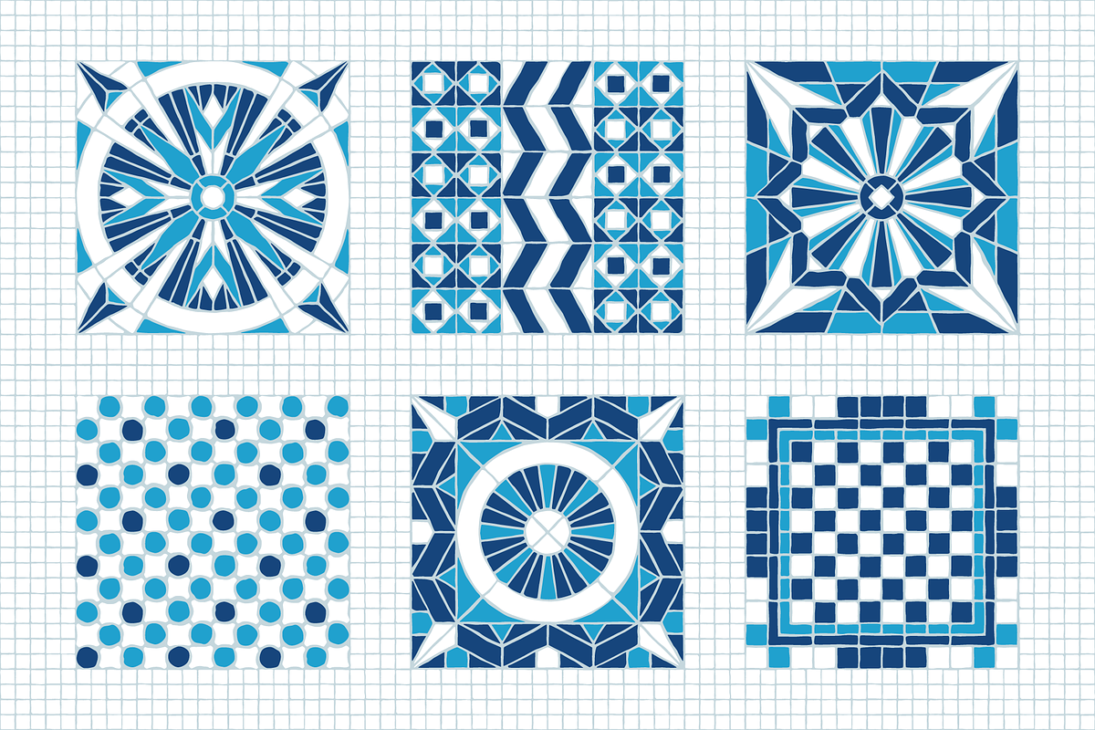 30x3 VINTAGE MOSAIC PATTERNS (BLUE), a Pattern Graphic by 2DFUNS (Photo 3 of 7)