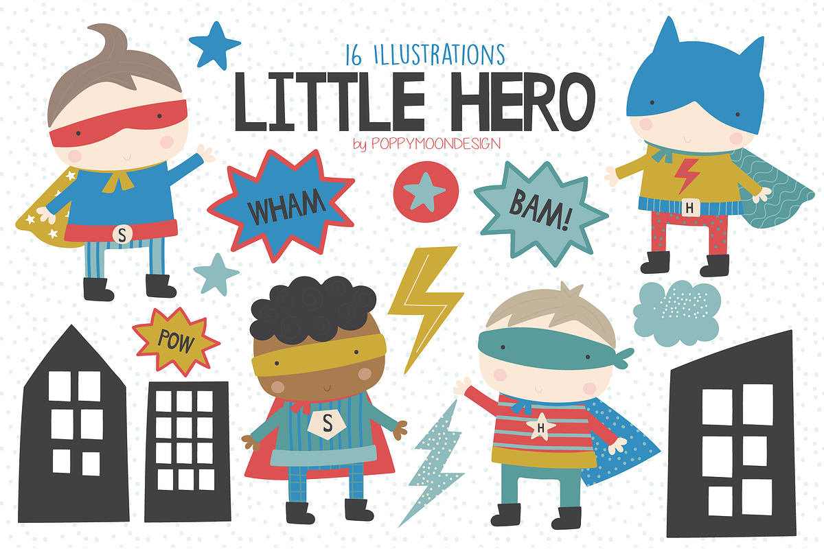 Little Hero clipart set, an Illustration by Poppymoondesign (Photo 1 of 3)