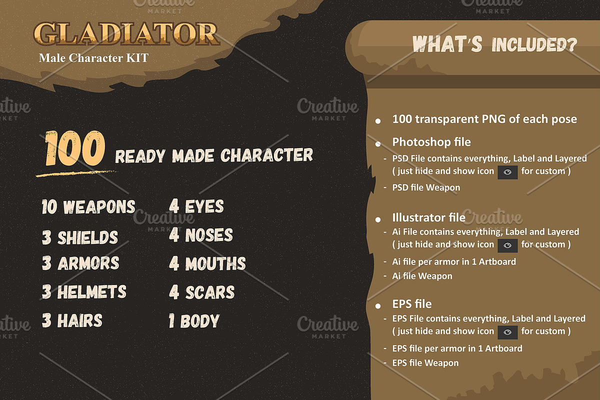 Male Gladiator Character KIT, an Illustration by Diditpranata (Photo 2 of 9)