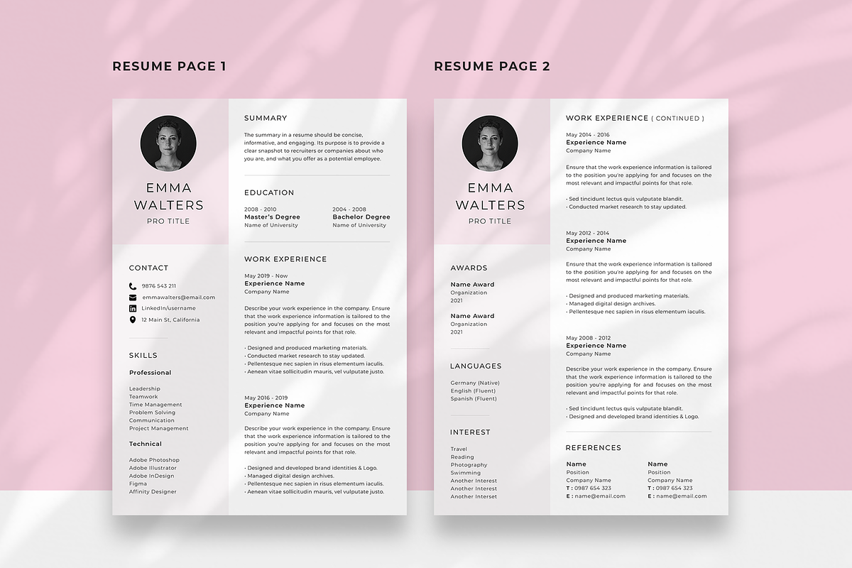 Modern Resume Template, a Resume Template by createbyadam (Photo 2 of 5)