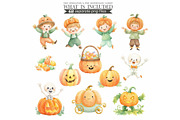 Watercolor Halloween Clipart Bundle, an Illustration by CharmClipart (Thumbnail 7 of 9)